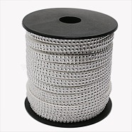 2 Row Silver Aluminum Studded Faux Suede Cord, Faux Suede Lace, White, 5x2mm, about 20yards/roll(LW-D005-03P)