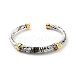 304 Stainless Steel Twist Rope Shape Open Cuff Bangle with Rhinestone for Women, Crystal, Inner Diameter: 2-1/8 inch(5.4cm)(BJEW-D449-01GP-01)