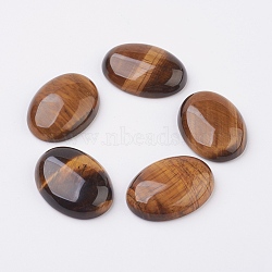 Natural Tiger Eye Flat Back Cabochons, Oval, 40x30x8.5mm(G-G741-30x40mm-01)