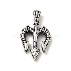 304 Stainless Steel Pendants, Anchor, Antique Silver, 42x22x4.5mm, Hole: 6x3mm(STAS-E058-21AS)