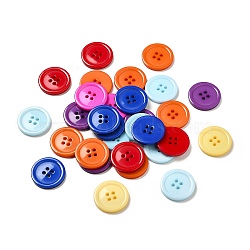 Resin Buttons, Dyed, Flat Round, Mixed Color, 25x3mm, Hole: 2mm, 98pcs/bag(RESI-D030-25mm-M)