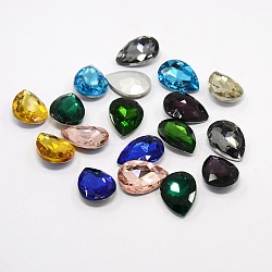 Glass Pointed Back Rhinestone, Back Plated, Faceted, Teardrop, Mixed Color, 18x13x6mm(RGLA-Q002-M)