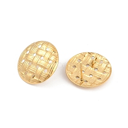 Ion Plating(IP) 304 Stainless Steel Stud Earring Findings, Round, Texture, Real 18K Gold Plated, 20mm, Hole: 2.2mm(EJEW-M094-02G)