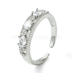 Bass Micro Pave Cubic Zirconia Ring, Long-Lasting Plated, Round, Platinum, US Size 7 1/4(17.5mm)(RJEW-Z033-18P)