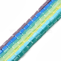 Glass Beads Strands, Rectangle, Mixed Color, 4~5x2~3x2~3mm, Hole: 0.9mm, about 93~103pcs/strand, 17.32 inch~19.09 inch(44~48.5cm)(GLAA-N052-03)