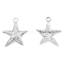 Non-Tarnish 201 Stainless Steel Pendants, Starfish, Stainless Steel Color, 23x20x2.5mm, Hole: 2mm(STAS-N098-230P)