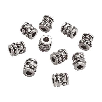 Tibetan Style Spacer Beads, Lead Free & Cadmium Free & Nickel Free, Column, Antique Silver Color, about 6mm in diameter, 6mm long, hole: 2mm