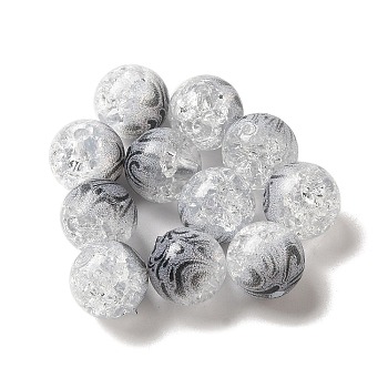 Duotone Spray Painted Crackle Acrylic Beads, Round, Light Grey, 10mm, Hole: 1.8mm, about 850pcs/500g