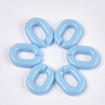Acrylic Linking Rings, Quick Link Connectors, For Jewelry Chains Making, Oval, Cornflower Blue, 19x14x4.5mm, Hole: 11x5.5mm