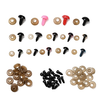 18 Styles Craft Plastic Doll Eyes & Noses, for Stuffed Toy Accessories, Mixed Color, 8~14mm