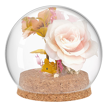 Round Glass Dome Cover, Decorative Display Case, Cloche Bell Jar Terrarium with Cork Base, Clear, 99x92mm