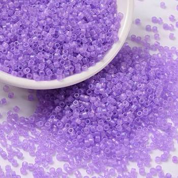 Cylinder Seed Beads, Frosted AB Colors, Round Hole, Uniform Size, Mauve, 2x1.5mm, Hole: 0.8mm, about 40000pcs/bag, about 450g/bag