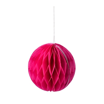 Paper Honeycomb Ball, Paper Lantern, with Cotton Thread, For Wedding & Birthday Party Decoration, Deep Pink, 355mm