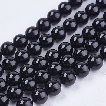 Grade AA Natural Tourmaline Bead Strands, Round, Black, 8mm, Hole: 0.8mm, about 46~48pcs/strand, 15.7 inch