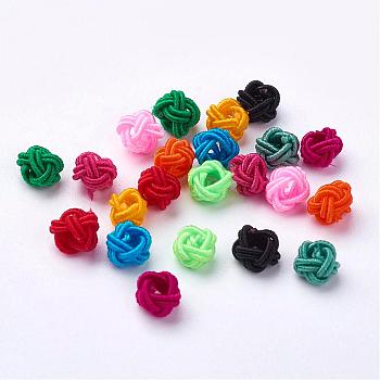 Polyester Weave Beads, Round, Mixed Color, 6x5mm, Hole: 4mm, about 200pcs/bag