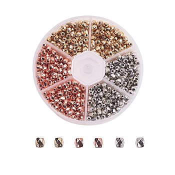 CCB Plastic Beads, Faceted, Drum, Mixed Color, 4x3.5mm, Hole: 1.5mm, 300pcs/bag, 1bag/color, 3 colors, 900pcs/box