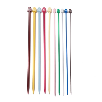 ABS Plastic Knitting Needles, Mixed Color, 250x10~13x6~9.5mm, Pin: 2.0mm/2.5mm/3mm/3.5mm/4mm/4.5mm/5mm/5.5mm/6mm/6.5mm, 20pcs/set