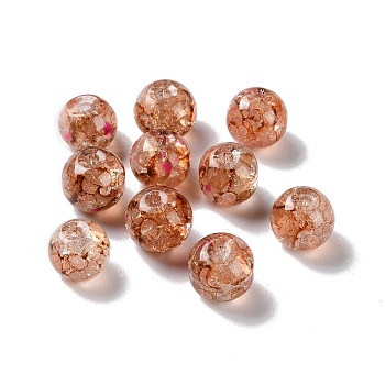 Transparent Crackle Glass Beads, Round, Light Salmon, 10x8mm, Hole: 2mm