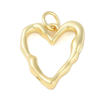 Brass Pendants, Concave and Convex Heart, with Jump Ring, Real 18K Gold Plated, 17x15x3.5mm, Hole: 3mm