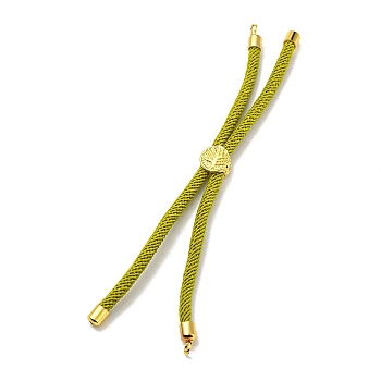 Nylon Cords Bracelet Makings Fit for Connector Charms, with Golden Brass Tree Slider Beads, Long-Lasting Plated, Olive Drab, 8-5/8 inch(22cm), Hole: 1.9mm