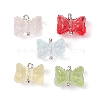 Platinum Mixed Color Bowknot Glass Charms