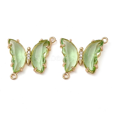 Golden Dark Sea Green Butterfly Brass+Glass Links