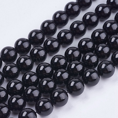 8mm Black Round Tourmaline Beads