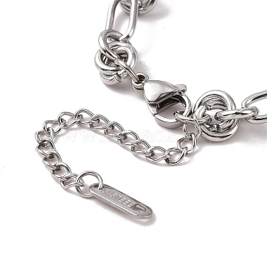 Non-Tarnish 304 Stainless Steel Knot Link Chain Bracelet for Men Women(BJEW-E020-01P)-3