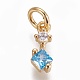 Brass Micro Pave Cubic Zirconia Charms(ZIRC-E145-83A-G)-1