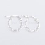 304 Stainless Steel Hoop Earrings, Hypoallergenic Earrings, Silver, 16x15x2mm, 12 Gauge, Pin: 1x0.8mm(EJEW-H327-01B)