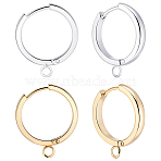16Pcs 2 Colors 201 Stainless Steel Huggie Hoop Earrings Findings, with Vertical Loop, with 316 Surgical Stainless Steel Earring Pins, Ring, Golden & Silver, 20x3mm, Hole: 2.7mm, Pin: 1mm, 8pcs/color(STAS-BBC0008-39E)