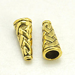 Tibetan Style Alloy Bead Cone, Cadmium Free & Lead Free, Antique Golden, 18x8x8mm, Hole: 1mm(TIBEB-00821-AG-R)