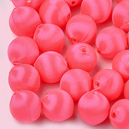 Polyester Thread Fabric Covered Beads, with ABS Plastic, Round, Fuchsia, 20x21.5mm, Hole: 3mm(WOVE-T007-20mm-17)