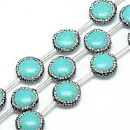 Synthetic Turquoise Rhinestone Beads, Dyed, Flat Round, Turquoise, 17~18x6mm, Hole: 1mm(G-Q487-07)