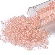 TOHO Round Seed Beads, Japanese Seed Beads, (191) Soft Pink Lined Crystal, 8/0, 3mm, Hole: 1mm, about 222pcs/bottle, 10g/bottle(SEED-JPTR08-0191)
