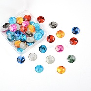 50Pcs Luminous Glass Cabochons, Planet Pattern, Half Round, Mixed Color, 16x5mm(sgGLAA-SZ0001-15A)