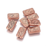 CCB Plastic Beads, Rectangle with Flower, Red Copper, 21.5x13x5mm, Hole: 3mm(CCB-G007-18R)