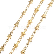 304 Stainless Steel Link Chains, Soldered, Star, with Spool, Golden, 10x4.5x2mm, about 32.8 Feet(10m)/roll(STAS-P219-74G)