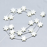Natural White Shell Mother of Pearl Shell Beads, Flower, Creamy White, 10x9.5x3mm, Hole: 0.5mm(SSHEL-N036-015)