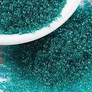 MIYUKI Round Rocailles Beads, Japanese Seed Beads, 15/0, (RR2405) Transparent Teal, 1.5mm, Hole: 0.7mm, about 5555pcs/10g(X-SEED-G009-RR2405)