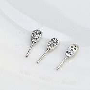 Brass Micro Pave Clear Cubic Zirconia Rabbit Ear Head Pins, for Baroque Pearl Making, Platinum, 13x4mm(BAPE-PW0002-13A-02)
