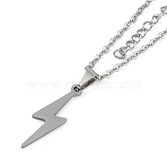 Lightning Bolt 201 Stainless Steel Pendant Necklaces for Women, Stainless Steel Color, 17.80 inch(45.2cm)(NJEW-G134-01P)