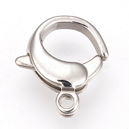 304 Stainless Steel Lobster Claw Clasps, Stainless Steel Color, 12x10.5x3mm, Hole: 1.5mm(STAS-O114-059P-A)