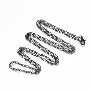 Brass Coated Iron Curb Chain Necklace Making, with Lobster Claw Clasps, Black, 32 inch(81.5cm)(MAK-T006-04A)