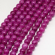 Natural Yellow Jade Beads Strands, Dyed, Round, Medium Violet Red, 8mm, Hole: 1mm, about 50pcs/strand, 15.75 inch(G-G598-8mm-YXS-12)
