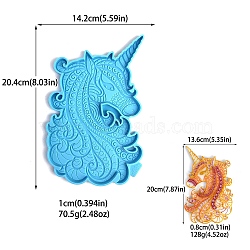 DIY Wall Decoration Silicone Molds, Resin Casting Molds, for UV Resin, Epoxy Resin Craft Making, Deep Sky Blue, Unicorn, 204x142x10mm(PW-WG66756-03)