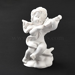Resin Imitation Plaster Sculptures, Figurines, Home Display Decorations, Angel with Violin, White, 49x34x62mm(AJEW-P102-01)