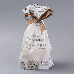 Plastic Baking Bags, Drawstring Bags, for Christmas Wedding Party Birthday Engagement Holiday Favor, Rectangle, White, Fruit Pattern, 22.3x15.1cm, about 45~50pcs/bag(ABAG-O003-15)