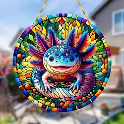 Axolotl Acrylic Window Hanging Ornaments, Animal Suncatcher Home Window Decoration, Colorful, 150x3mm(PW-WG6A5BA-01)