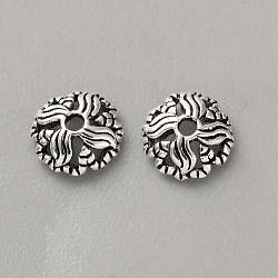Retro 925 Sterling Silver Bead Caps, Flower, Antique Silver, 5.8x2mm, Hole: 1mm(STER-WH0007-17C-AS)